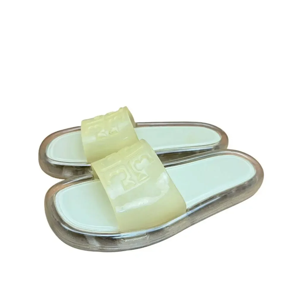 Tory Burch Women's Size 8B Ivory Logo Bubble Jelly Slide Sandal Shoes